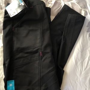 Nursing Scrub pants. Black with pink stitch